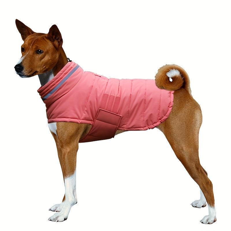 Winter Windproof Dog Jacket | High-Collar Snowproof Coat for Cold Weather – Warm Fleece Vest for Small, Medium & Large Dogs