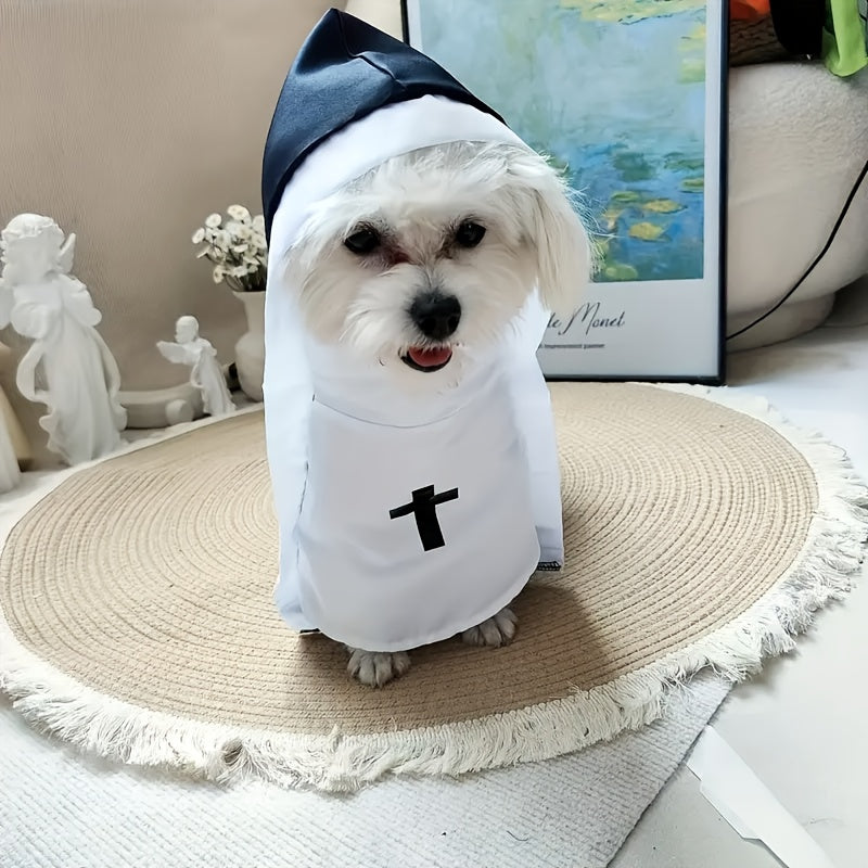 Loopsona Nun Costume Pet Outfit - Funny Party Accessory for Cats & Small Dogs