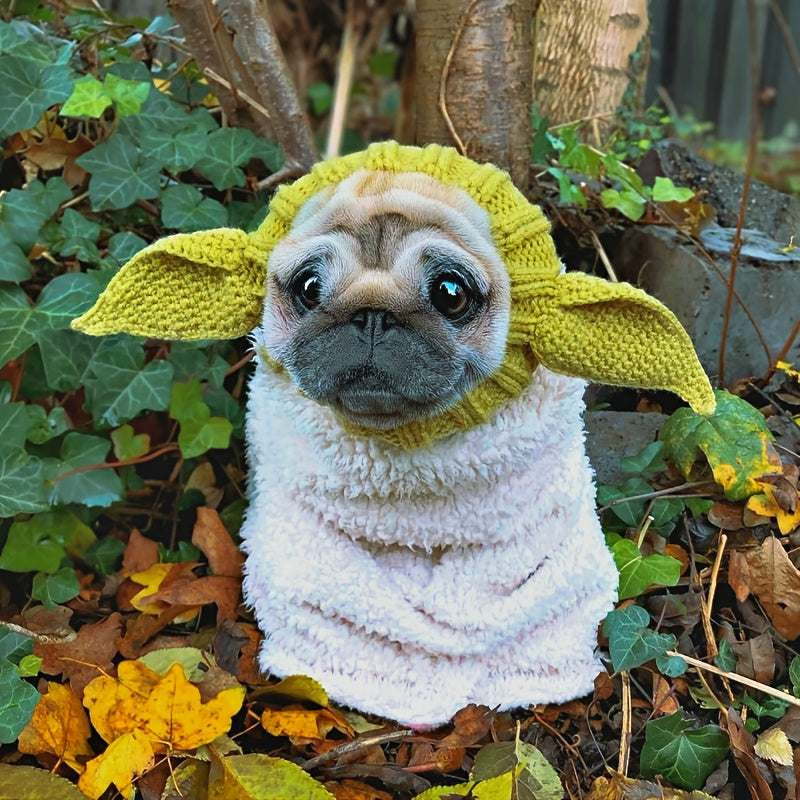 Green Goblin Pet Hat - Windproof Knit Earmuffs for Dogs, Halloween & Christmas All-Season Costume
