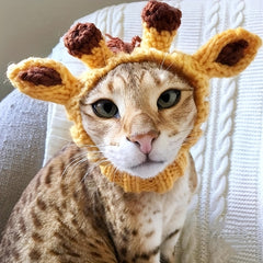 Loopsona Giraffe Pet Ear Warmer - Cozy Knit Hat for Cats & Dogs, Spring, New Year & Easter Gift