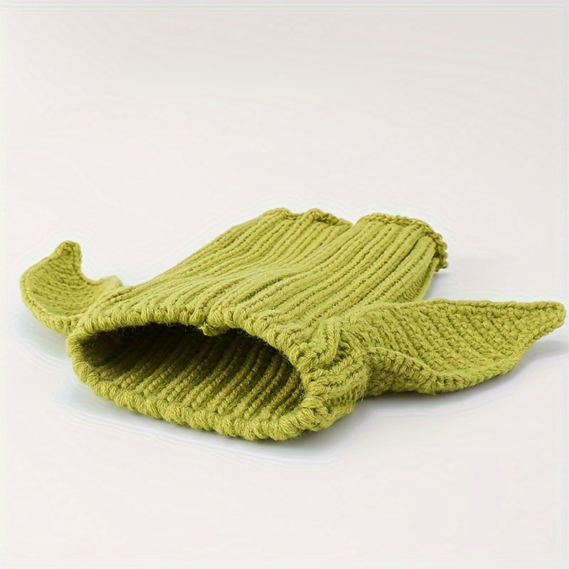 Green Goblin Pet Hat - Windproof Knit Earmuffs for Dogs, Halloween & Christmas All-Season Costume