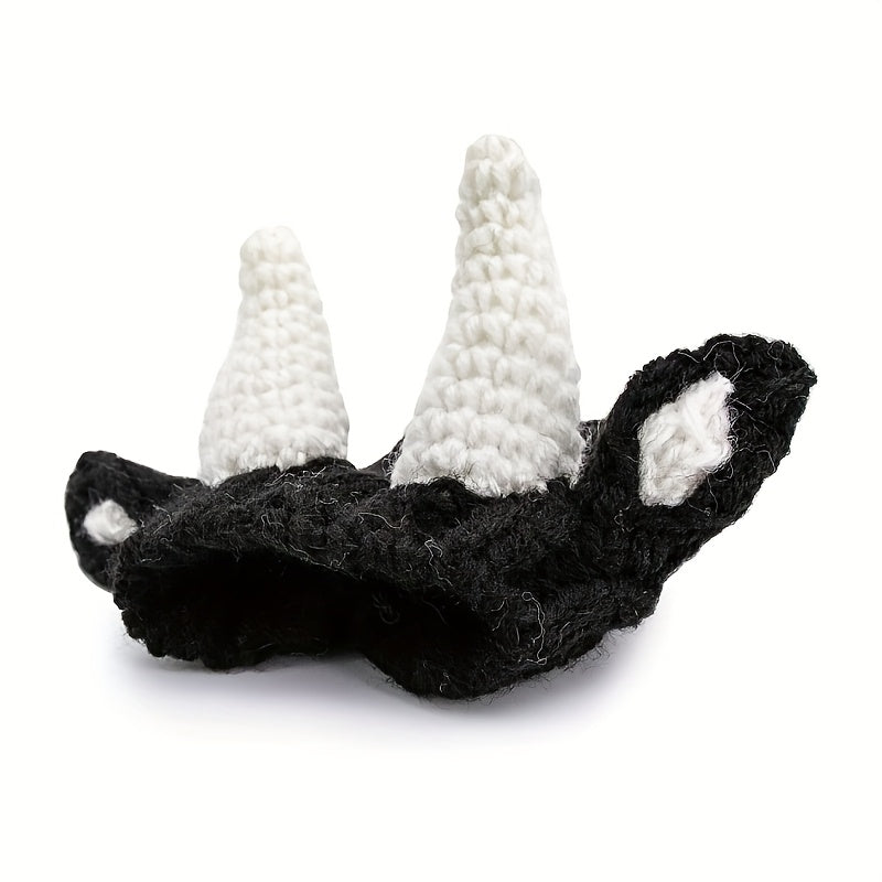 Black cow style comfortable warm windproof Halloween knitted pet dog hat American bison dress pet dog earmuffs Christmas warm accessories