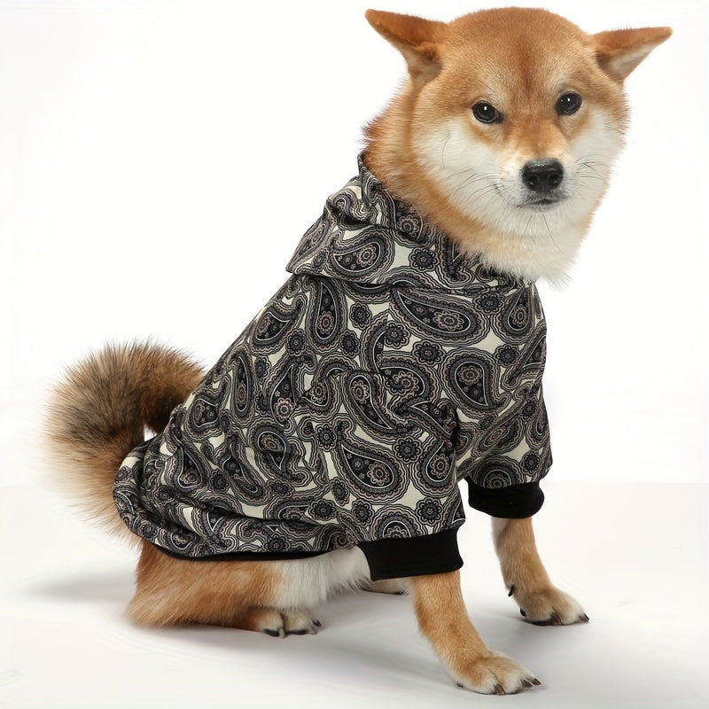 Christmas Dog Hoodie - Cute Knit Sweater Hoodie for Medium to Large Puppies, Party Outfit with Socks