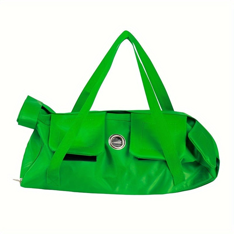 Bright Green Nylon Cat Harness Backpack Sling | Adjustable Foldable Travel Carrier – Safe Comfortable Design for Grooming, Vet Visits & Medication Management