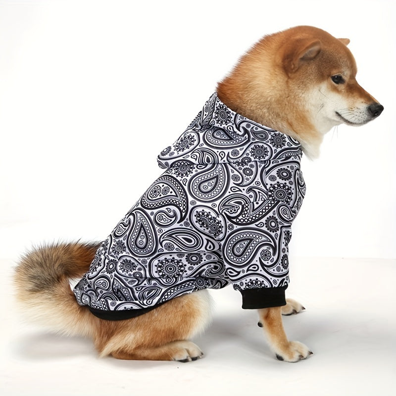 Christmas Dog Hoodie - Cute Knit Sweater Hoodie for Medium to Large Puppies, Party Outfit with Socks