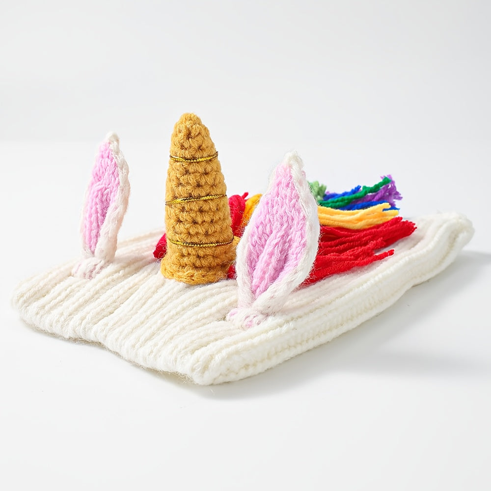 Unicorn Red Devil Monster Pet Hat - Warm Windproof Halloween Fantasy Knit Hat for Cats & Dogs