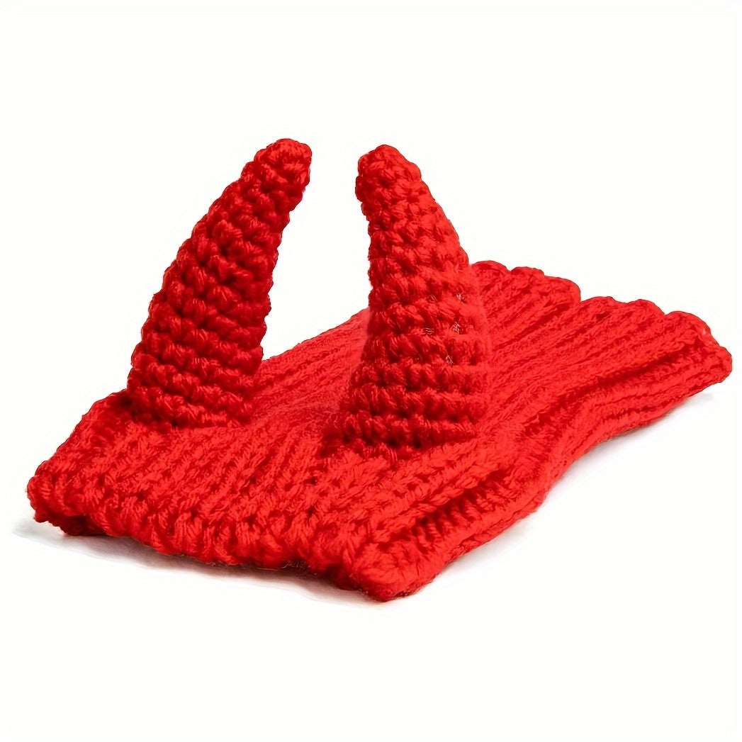 Unicorn Red Devil Monster Pet Hat - Warm Windproof Halloween Fantasy Knit Hat for Cats & Dogs