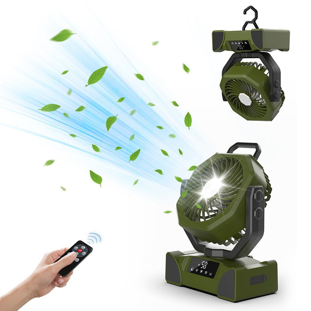 Portable Rechargeable LED Camping Fan with Solar Panel