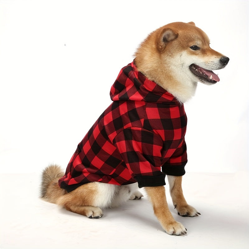 Christmas Dog Hoodie - Cute Knit Sweater Hoodie for Medium to Large Puppies, Party Outfit with Socks