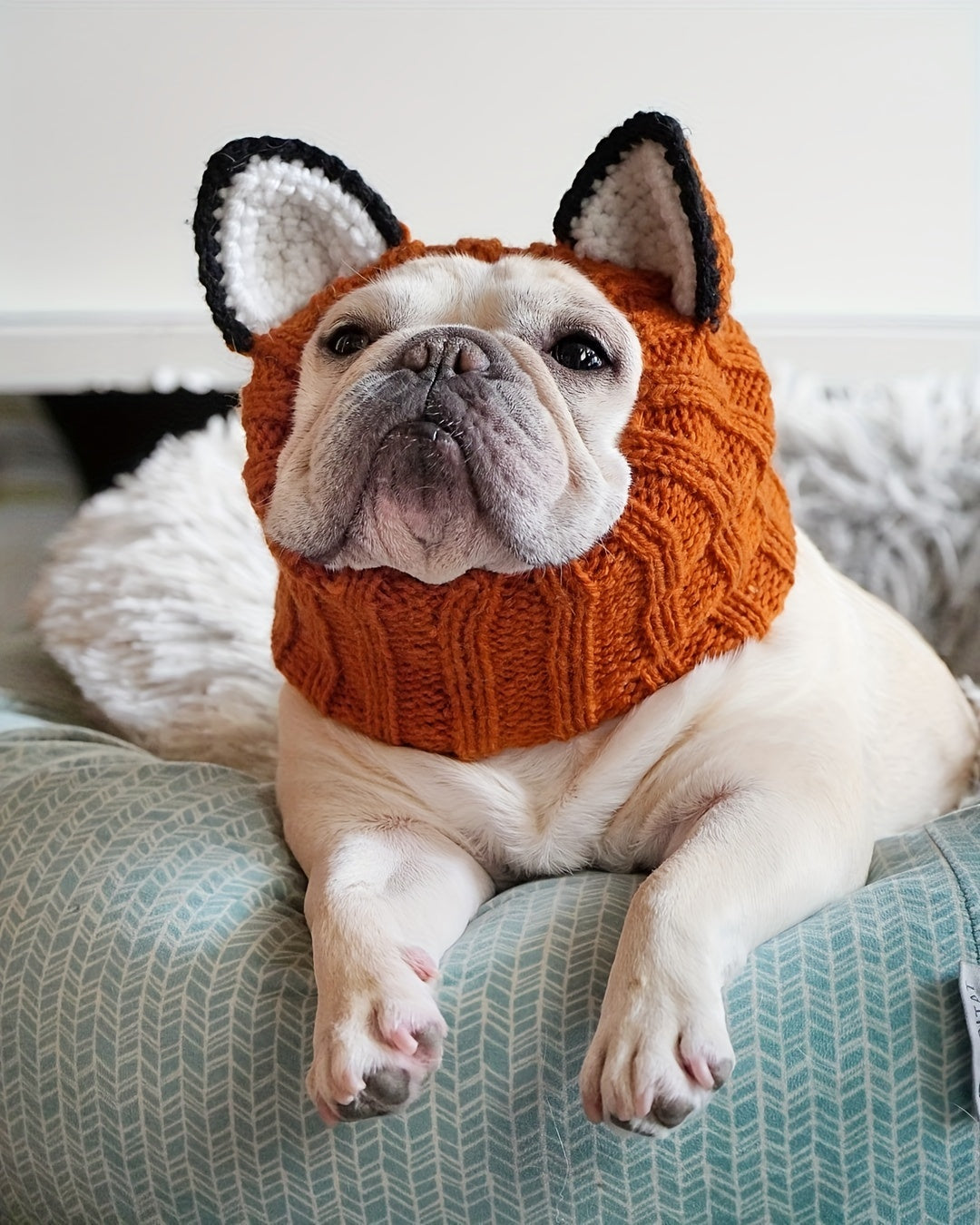 Dinosaur, fox, brown bear cartoon knitted pet hat. Windproof and warm in all seasons. Soft and elastic. Hand wash only. Suitable for small, medium and large dogs and cats. Durable pet costume for Christmas and Halloween.