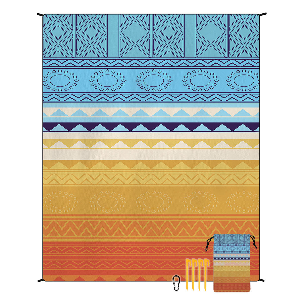 [Bohemian waterproof and sand-proof beach mat] Extra large portable and foldable | With hooks & ground nails & storage bag | Essential for summer outdoor travel and camping