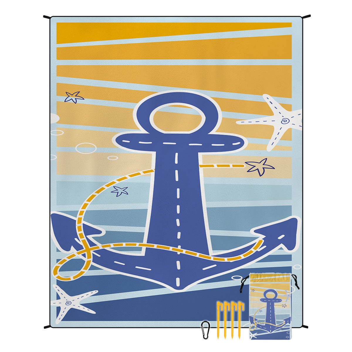 [Bohemian waterproof and sand-proof beach mat] Extra large portable and foldable | With hooks & ground nails & storage bag | Essential for summer outdoor travel and camping
