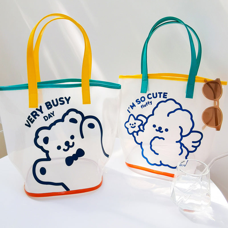 Transparent Waterproof Tote Bag - Unisex Beach Bag, Portable Swimwear Storage Bag, Jelly Tote Bag
