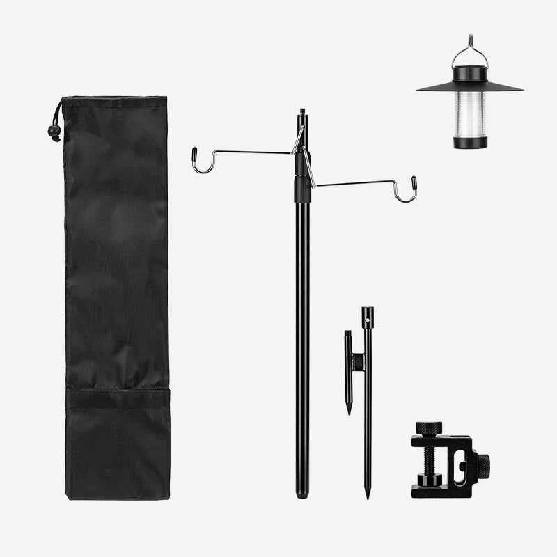 Portable Camping Light Stand with Double Hooks - Adjustable Height