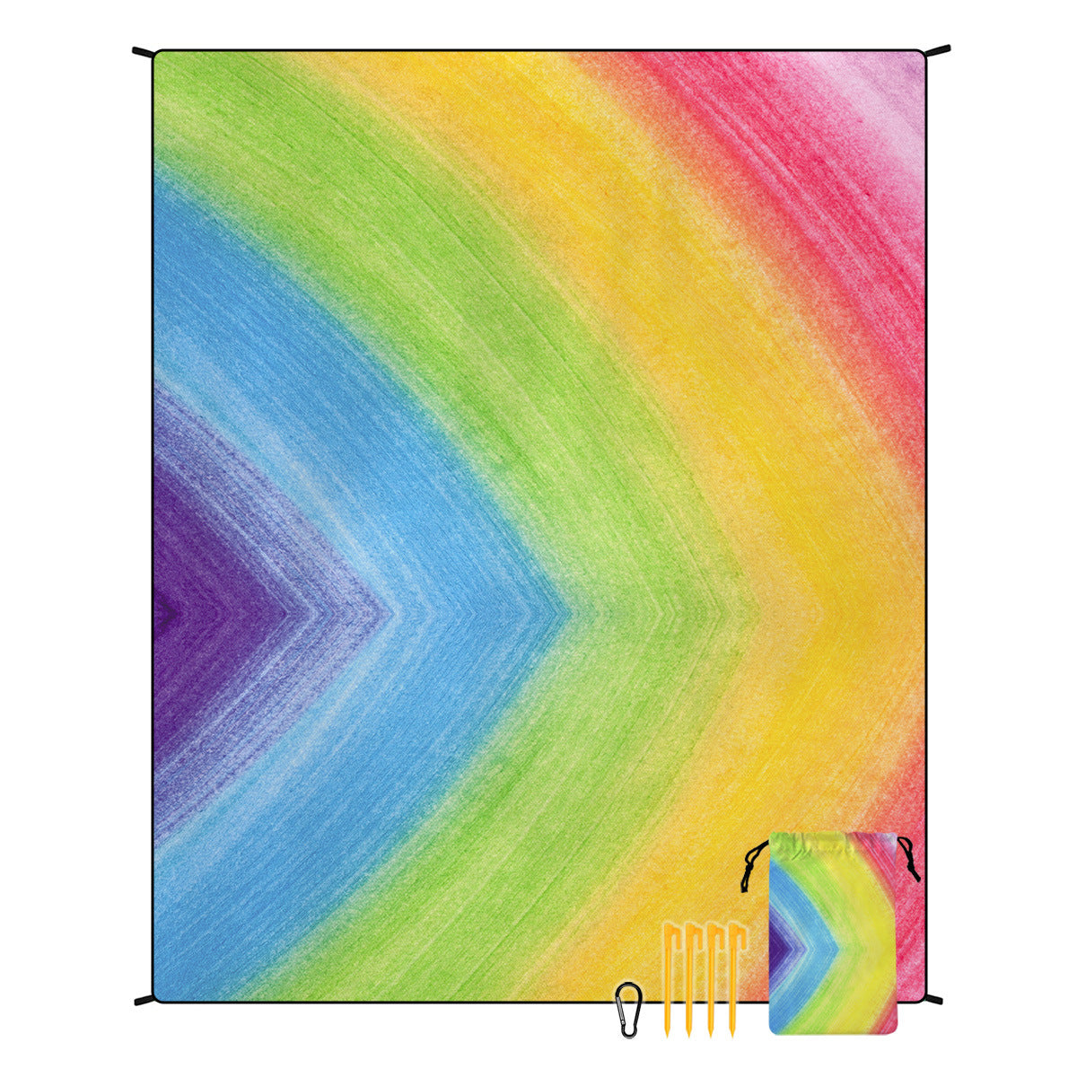 [Bohemian waterproof and sand-proof beach mat] Extra large portable and foldable | With hooks & ground nails & storage bag | Essential for summer outdoor travel and camping