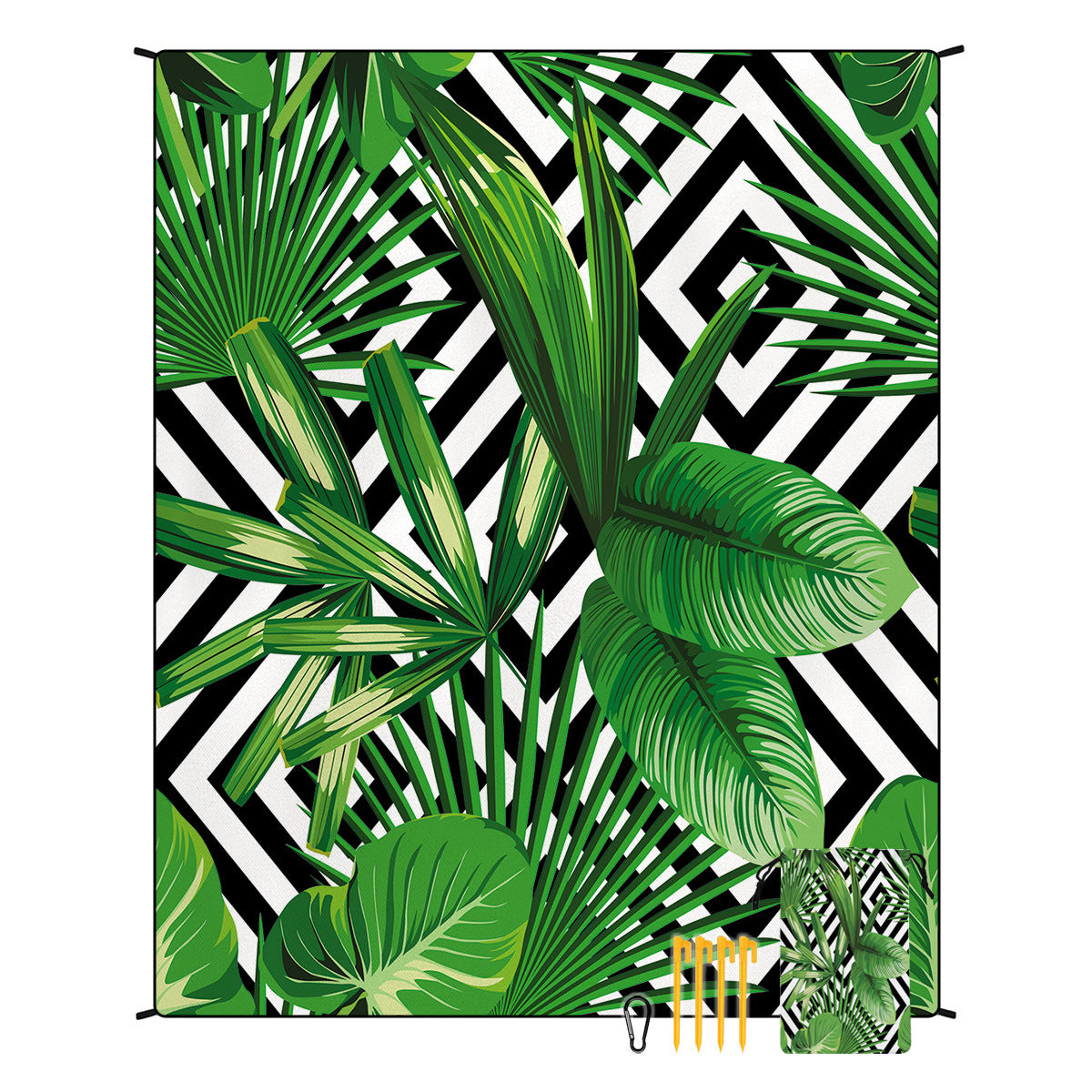 [Bohemian waterproof and sand-proof beach mat] Extra large portable and foldable | With hooks & ground nails & storage bag | Essential for summer outdoor travel and camping