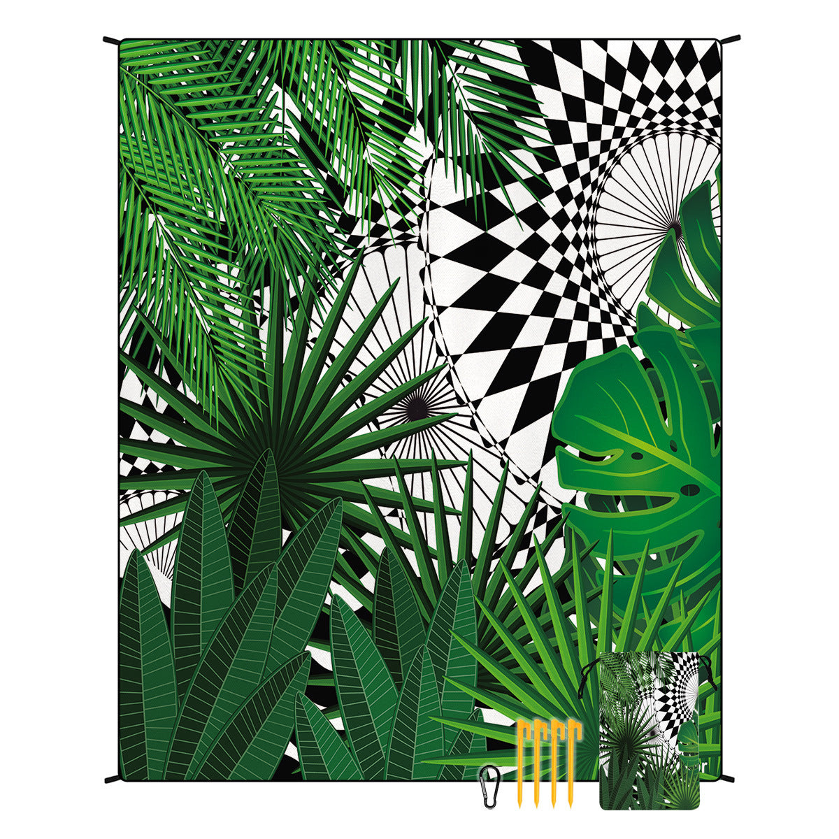 [Bohemian waterproof and sand-proof beach mat] Extra large portable and foldable | With hooks & ground nails & storage bag | Essential for summer outdoor travel and camping