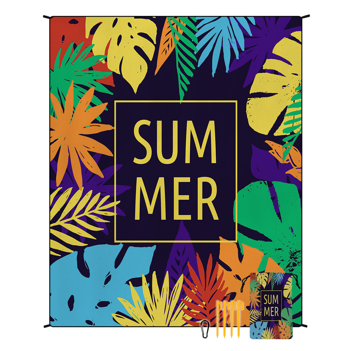 [Bohemian waterproof and sand-proof beach mat] Extra large portable and foldable | With hooks & ground nails & storage bag | Essential for summer outdoor travel and camping