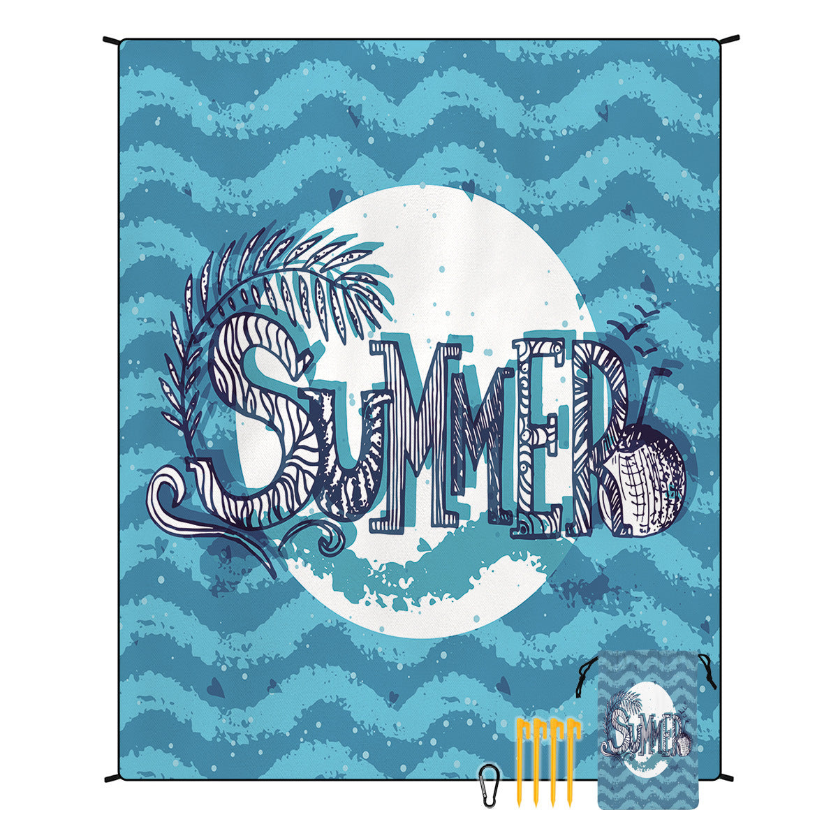 [Bohemian waterproof and sand-proof beach mat] Extra large portable and foldable | With hooks & ground nails & storage bag | Essential for summer outdoor travel and camping