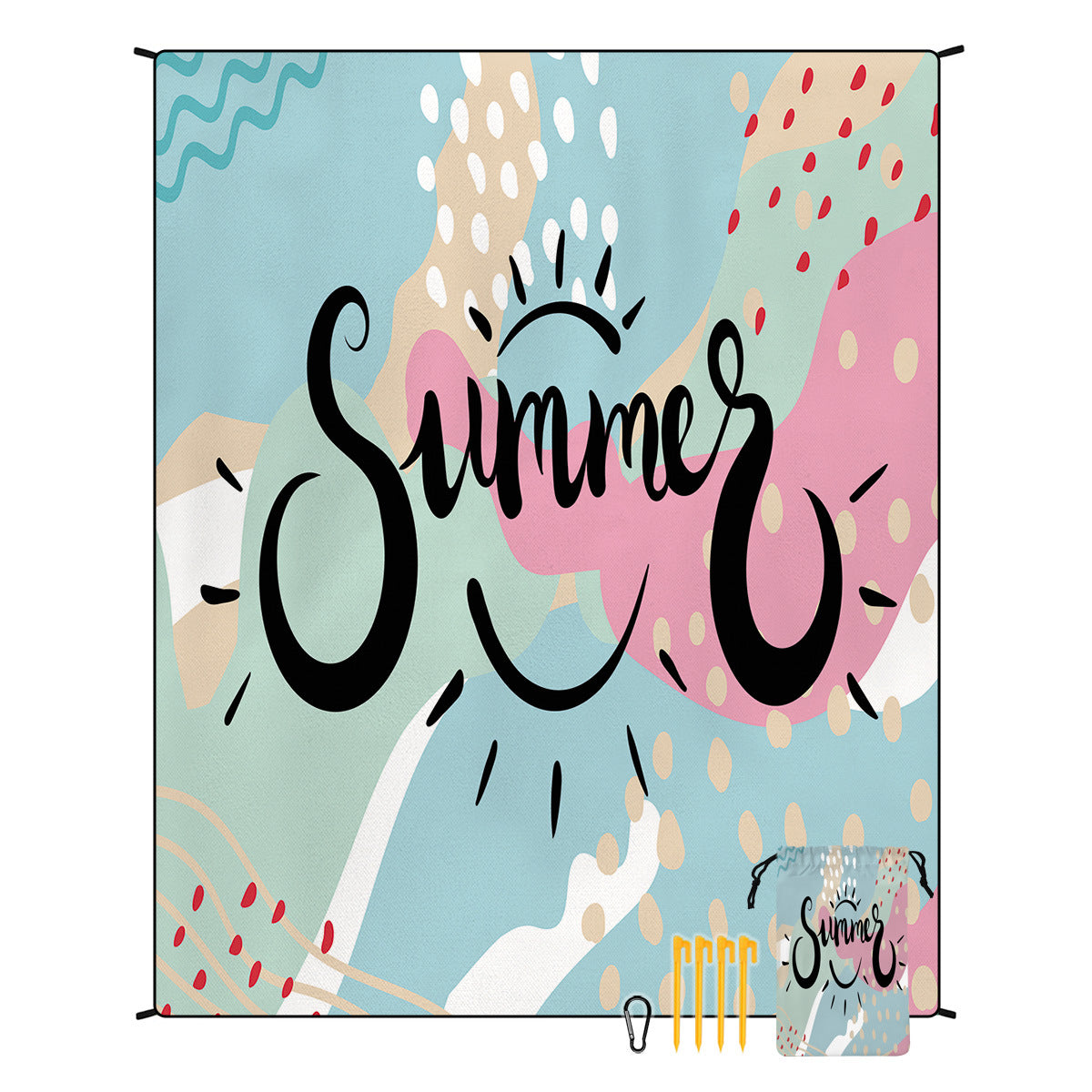 [Bohemian waterproof and sand-proof beach mat] Extra large portable and foldable | With hooks & ground nails & storage bag | Essential for summer outdoor travel and camping