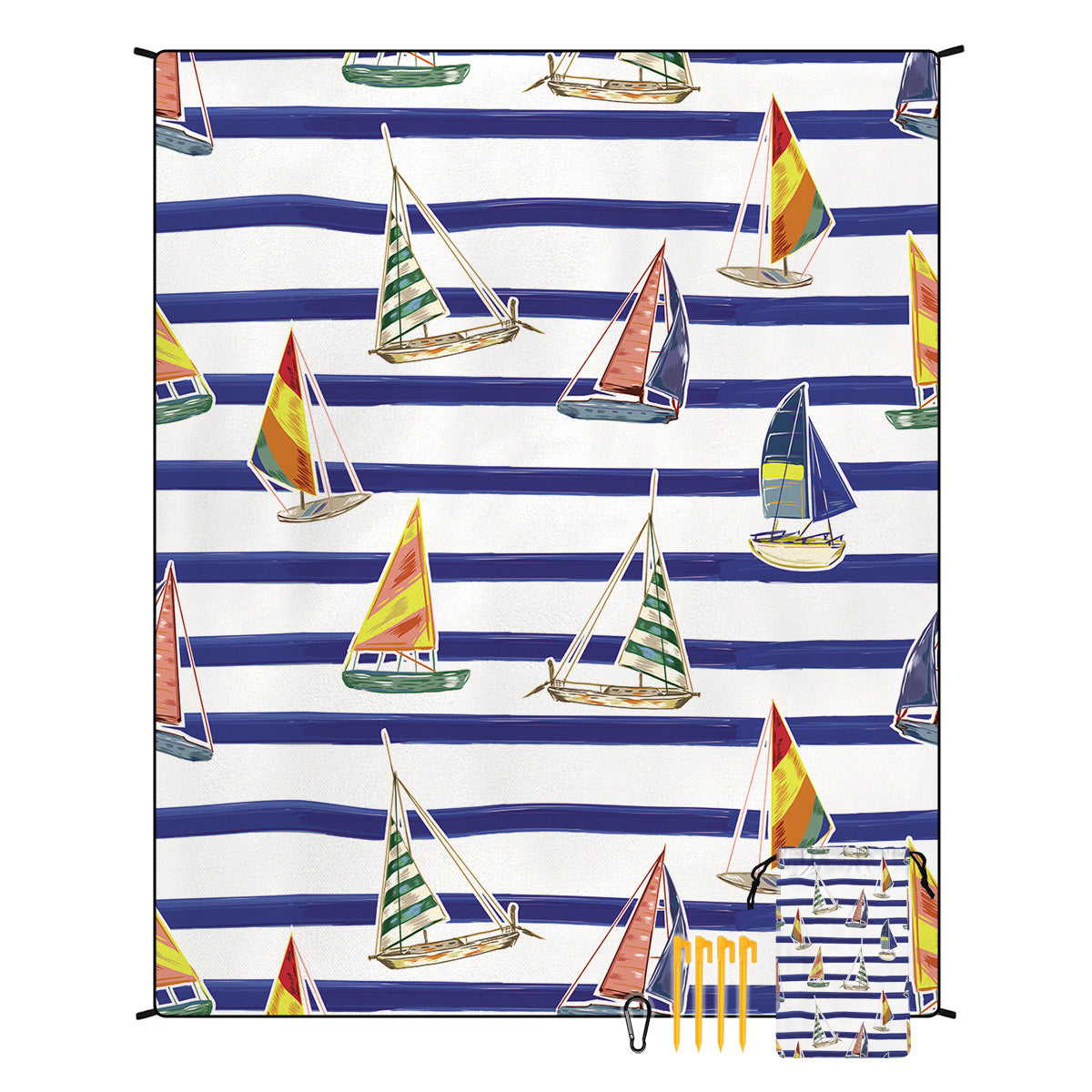 [Bohemian waterproof and sand-proof beach mat] Extra large portable and foldable | With hooks & ground nails & storage bag | Essential for summer outdoor travel and camping