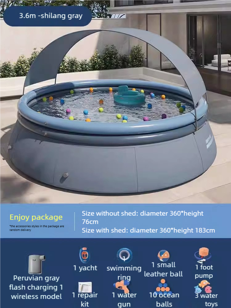 [No installation required, sunshade, family inflatable swimming pool] Thickened, wear-resistant, large-capacity outdoor portable swimming pool | Summer family water park