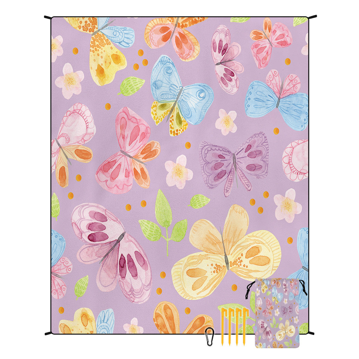 [Bohemian waterproof and sand-proof beach mat] Extra large portable and foldable | With hooks & ground nails & storage bag | Essential for summer outdoor travel and camping