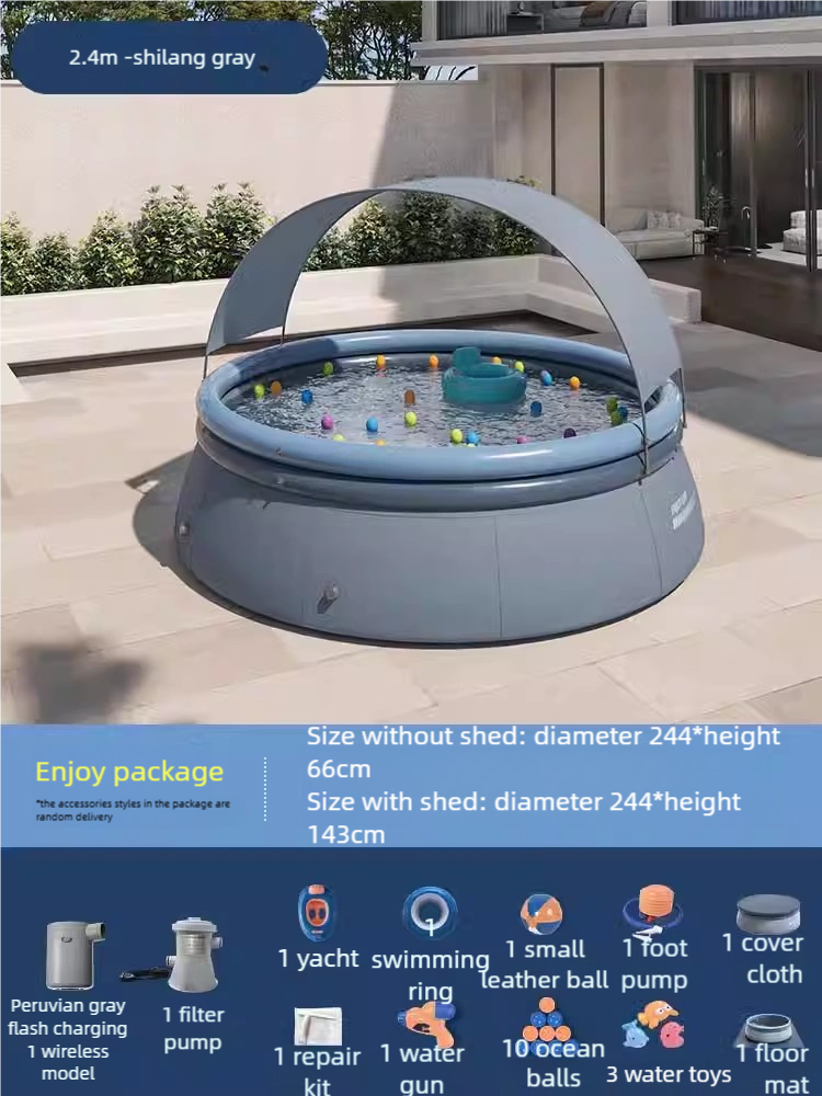 [No installation required, sunshade, family inflatable swimming pool] Thickened, wear-resistant, large-capacity outdoor portable swimming pool | Summer family water park