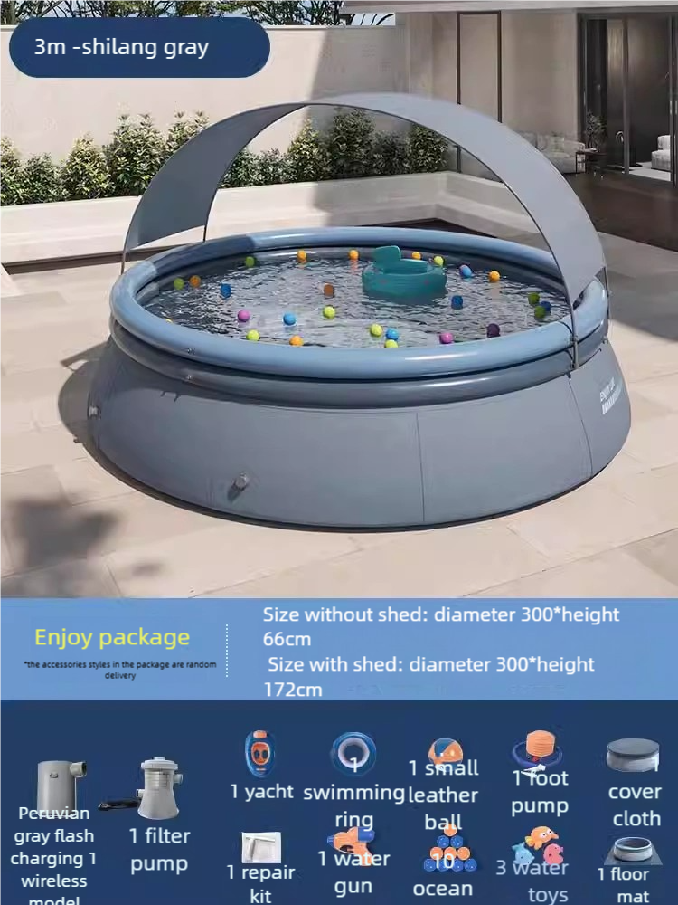 [No installation required, sunshade, family inflatable swimming pool] Thickened, wear-resistant, large-capacity outdoor portable swimming pool | Summer family water park