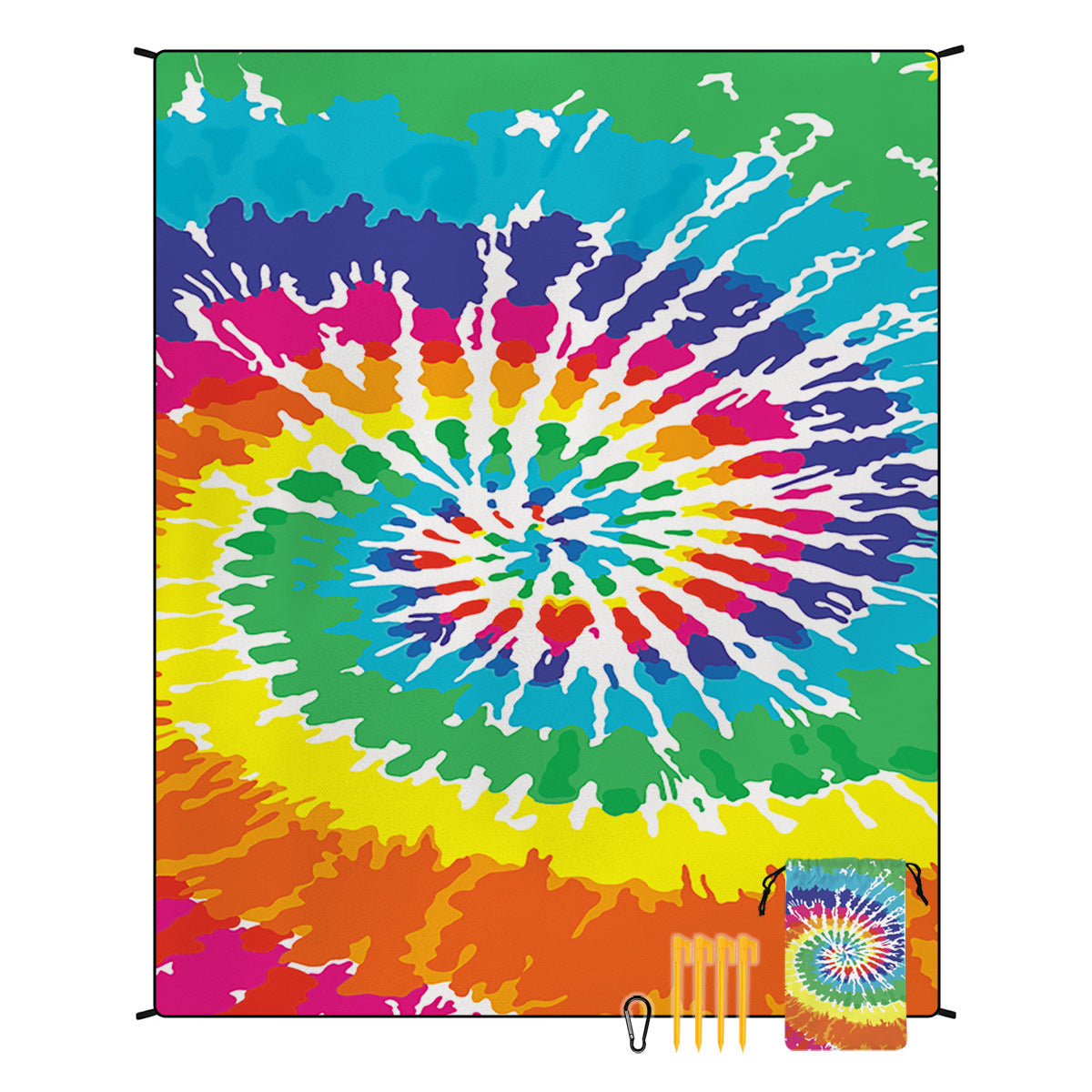 [Bohemian waterproof and sand-proof beach mat] Extra large portable and foldable | With hooks & ground nails & storage bag | Essential for summer outdoor travel and camping