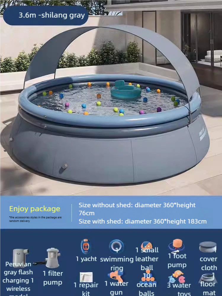 [No installation required, sunshade, family inflatable swimming pool] Thickened, wear-resistant, large-capacity outdoor portable swimming pool | Summer family water park
