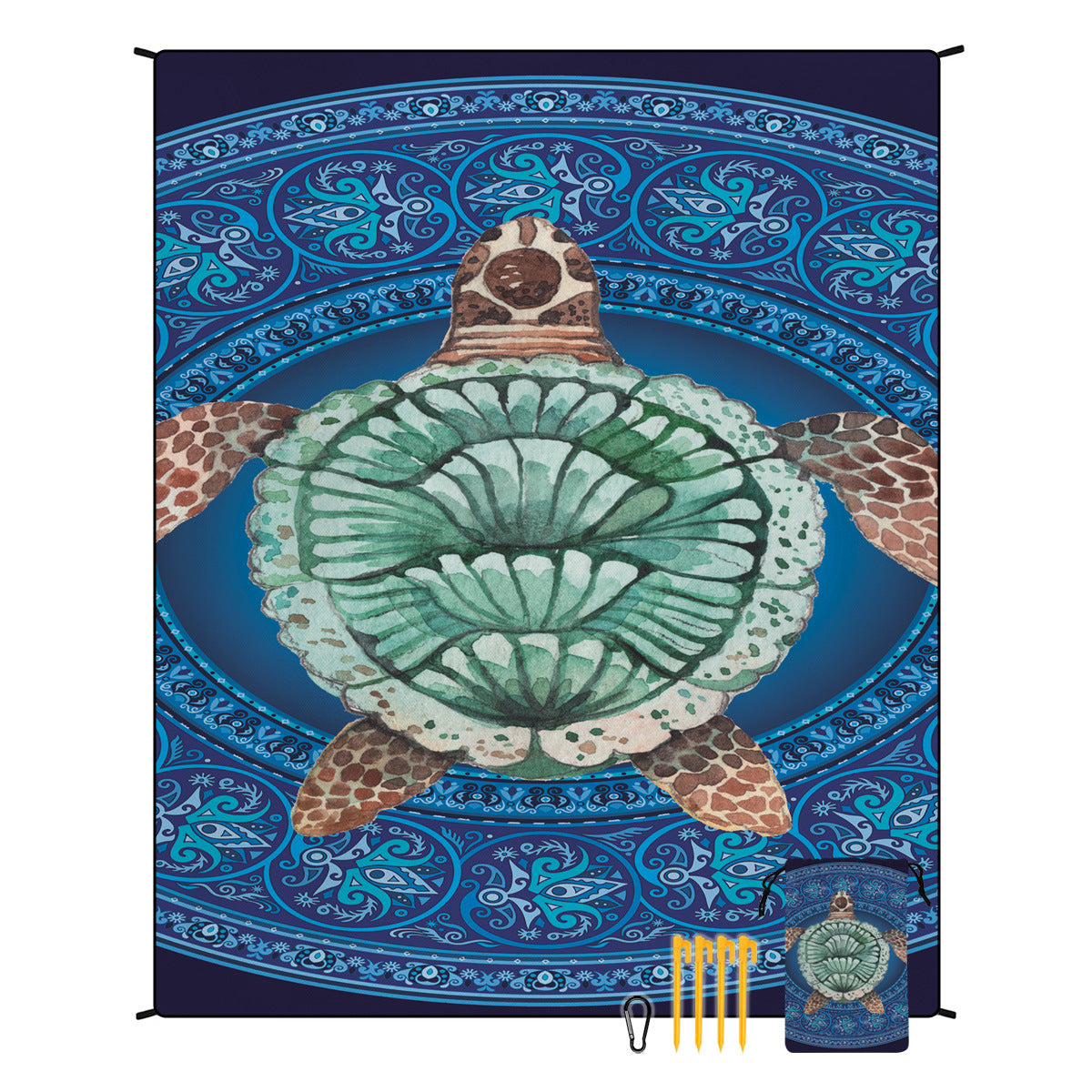 [Bohemian waterproof and sand-proof beach mat] Extra large portable and foldable | With hooks & ground nails & storage bag | Essential for summer outdoor travel and camping
