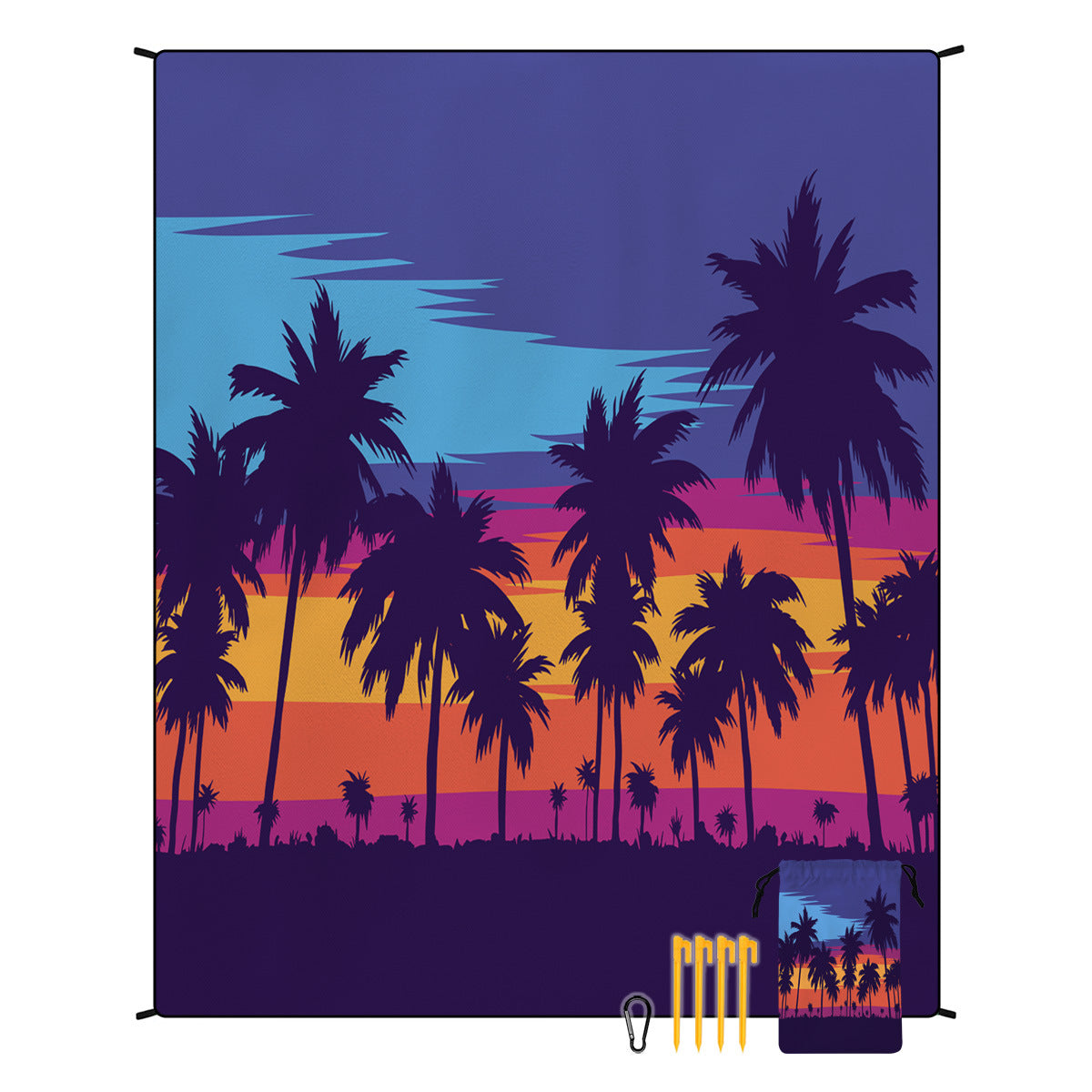 [Bohemian waterproof and sand-proof beach mat] Extra large portable and foldable | With hooks & ground nails & storage bag | Essential for summer outdoor travel and camping
