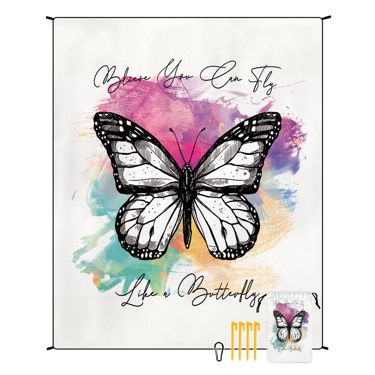 [Bohemian waterproof and sand-proof beach mat] Extra large portable and foldable | With hooks & ground nails & storage bag | Essential for summer outdoor travel and camping