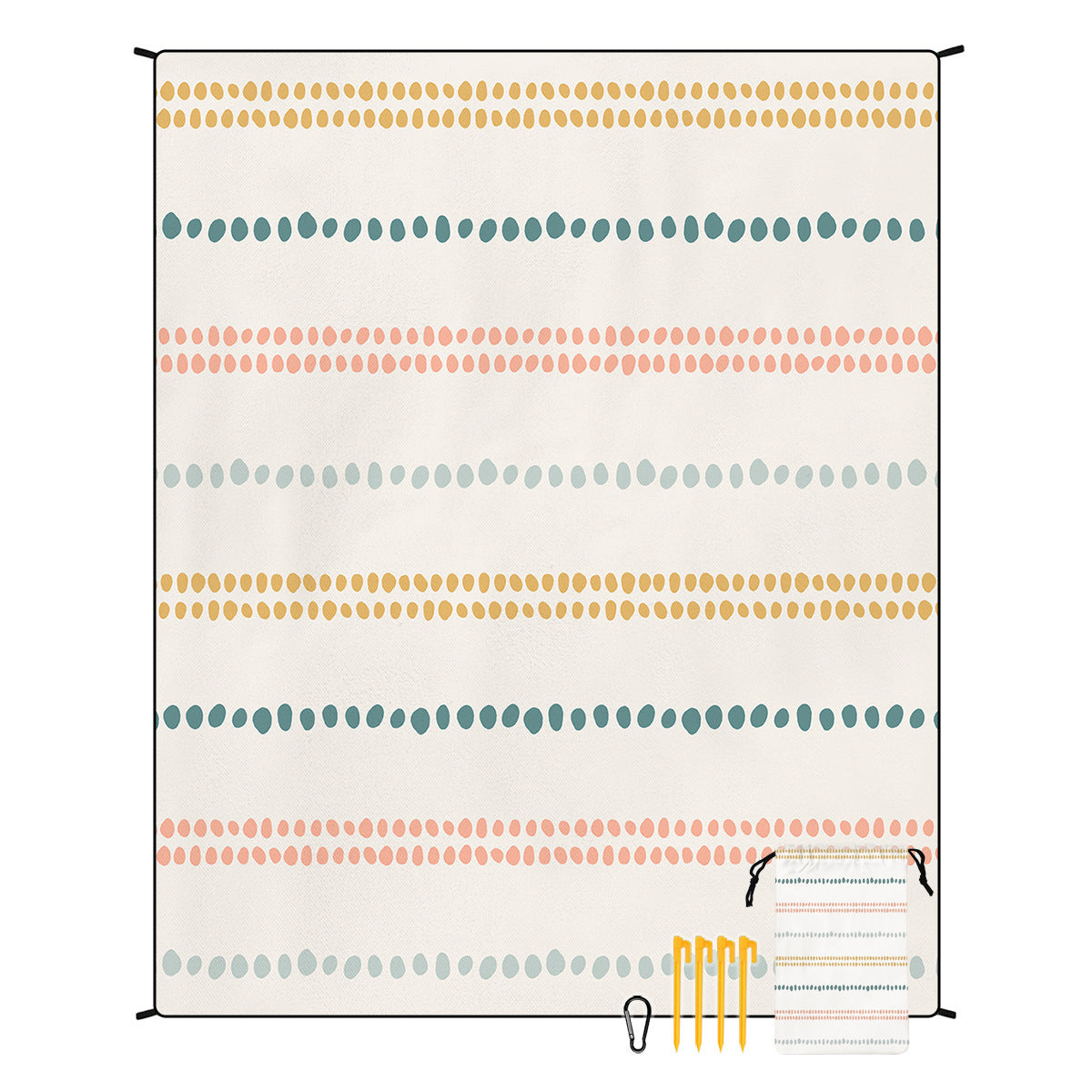 [Bohemian waterproof and sand-proof beach mat] Extra large portable and foldable | With hooks & ground nails & storage bag | Essential for summer outdoor travel and camping