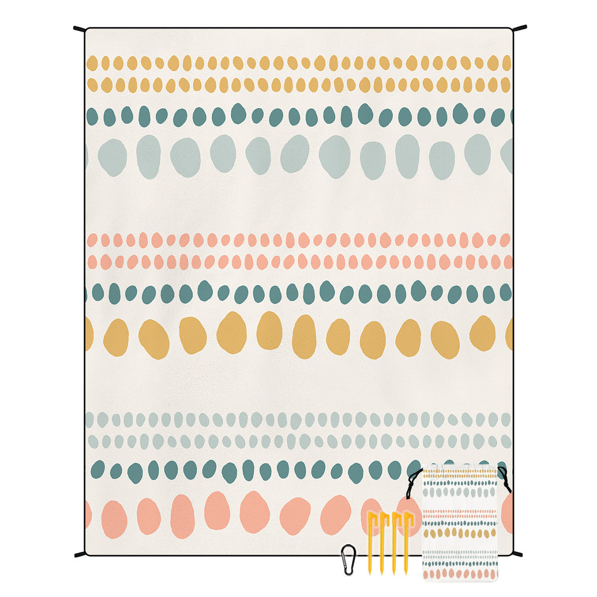[Bohemian waterproof and sand-proof beach mat] Extra large portable and foldable | With hooks & ground nails & storage bag | Essential for summer outdoor travel and camping