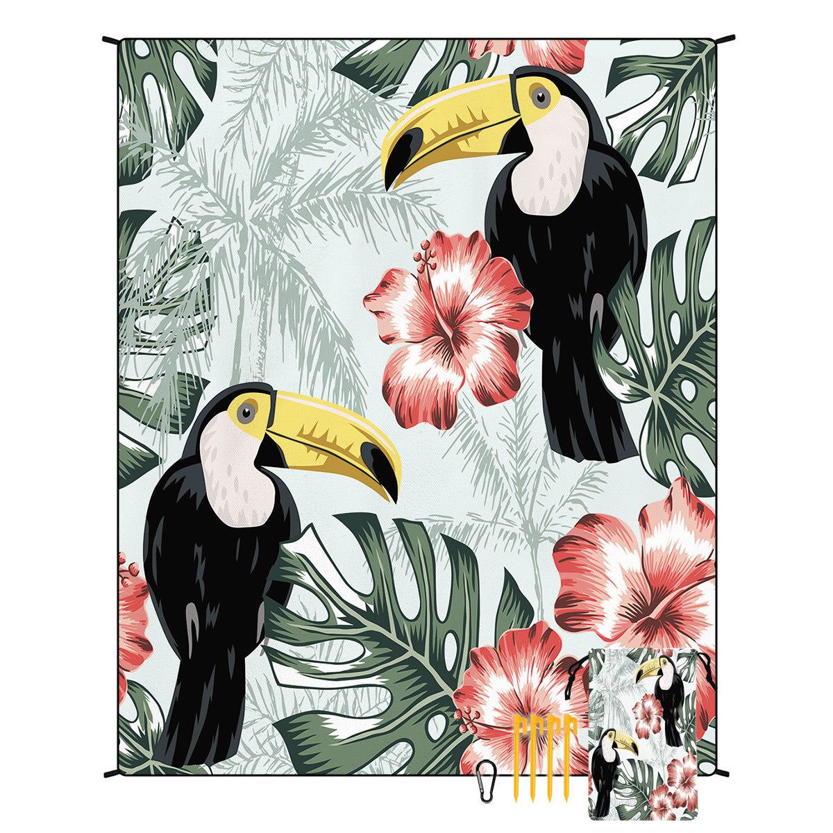 [Bohemian waterproof and sand-proof beach mat] Extra large portable and foldable | With hooks & ground nails & storage bag | Essential for summer outdoor travel and camping