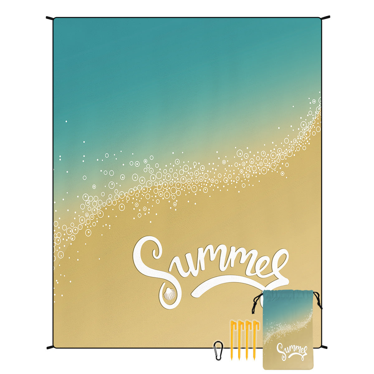 [Bohemian waterproof and sand-proof beach mat] Extra large portable and foldable | With hooks & ground nails & storage bag | Essential for summer outdoor travel and camping